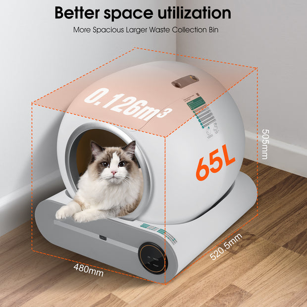 Self-cleaning Litter Box, Automatic Scooping And Deodorization, App Control Supports 2.4G WiFi, Intelligent Automatic Litter Box With Padding