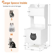 Litter Box Enclosure With Shelves And Doors White Wooden Hidden Cat Litter Box Furniture Industrial Indoor Cat House Washroom Pet Crate Storage Cabinet