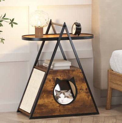 Cat House,end Table.Wood Cat Condo Black Vintage Pet Furniture