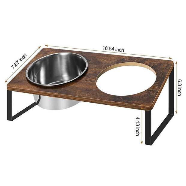 Log Pet Feeding Rack Iron Wood Combined With Cat Bowl Rack